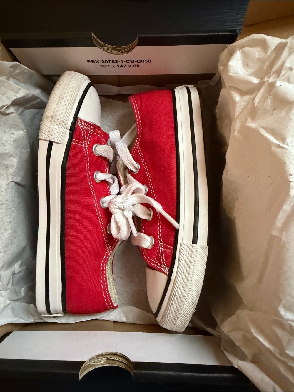 Converse Classic Kids Red Canvas Sneakers - Size 8c